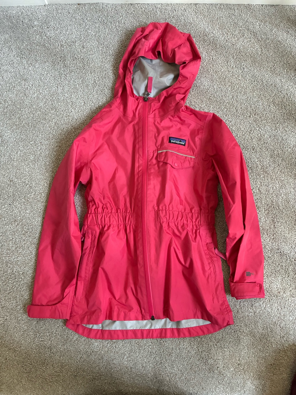 Patagonia Kids Bright Pink Waterproof Raincoat